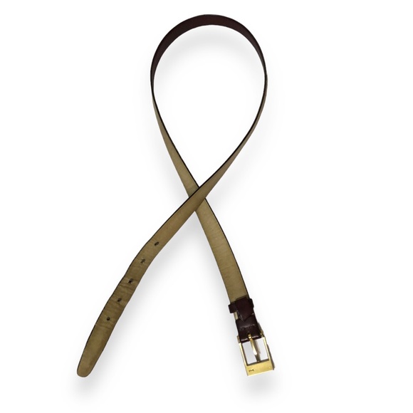 YVES SAINT LAURENT Burgundy Glove Tanned Leather Belt VINTAGE - Picture 3 of 8